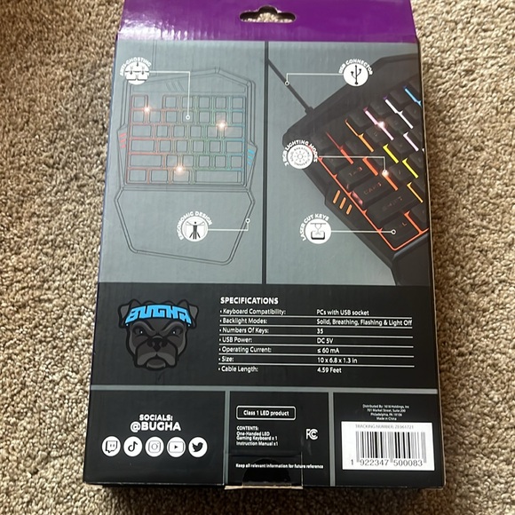 Bugha One Handed LED Gaming Keyboard - Picture 2 of 2